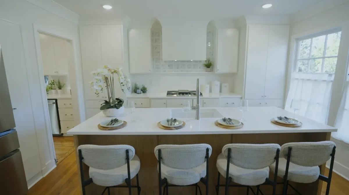 Modern kitchen renovation with white cabinets